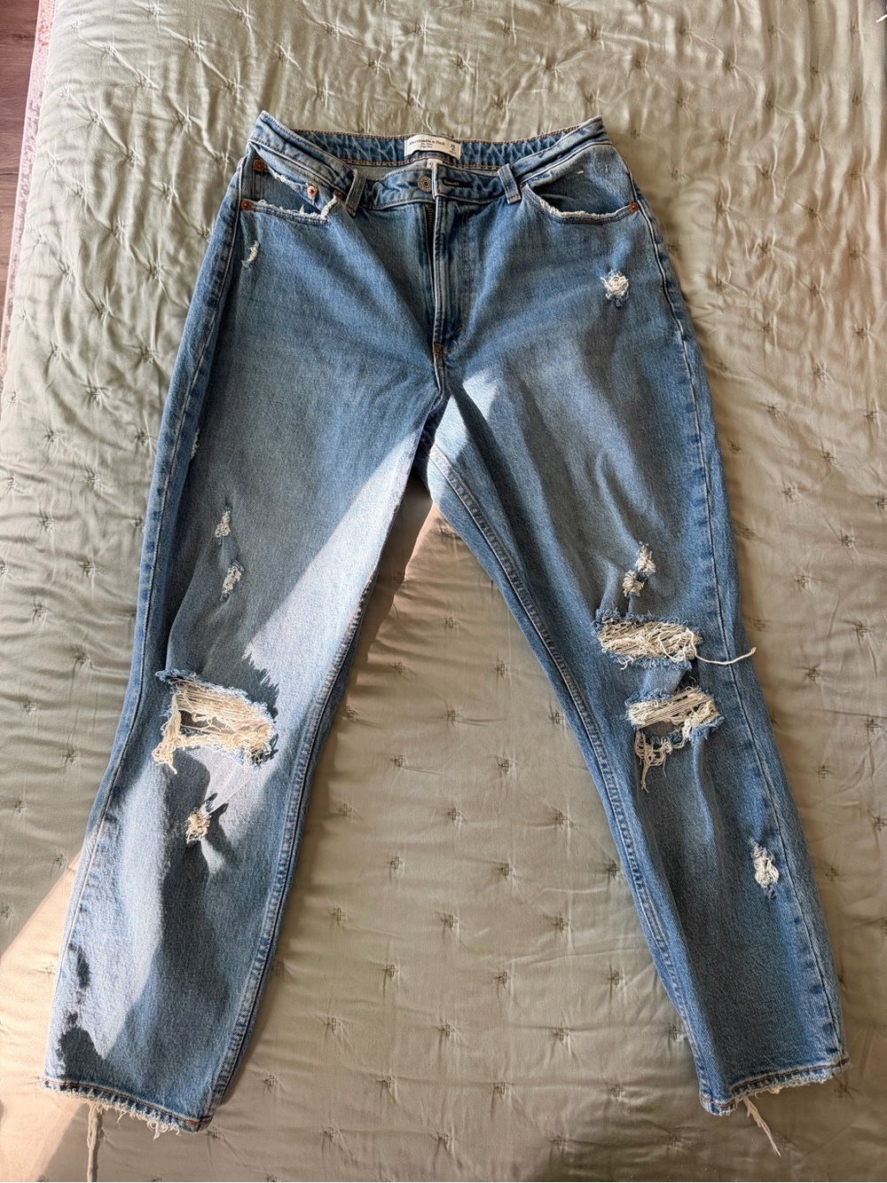 Abercrombie & Fitch Light Blue Distressed Boyfriend Jeans